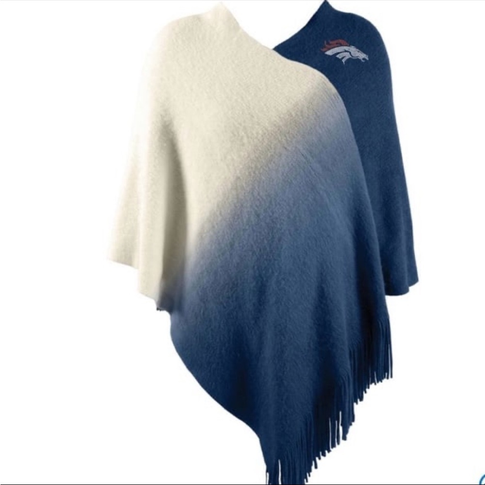 Denver Broncos Knit Poncho One Size Fit Most‎ Blue White